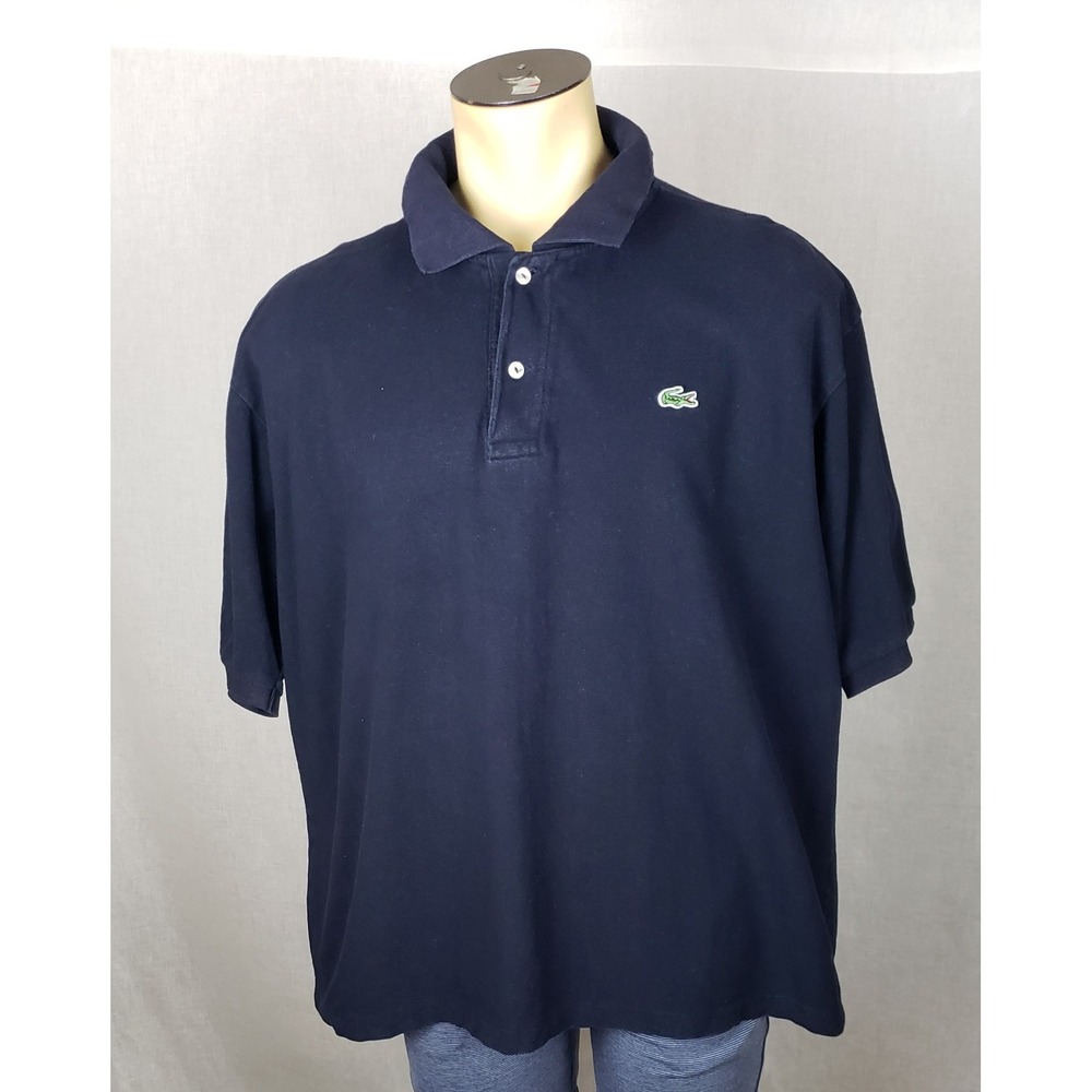Lacoste Mens Navy Blue Cotton Pique Short Sleeve Polo Shirt Size 7 2XL Preppy